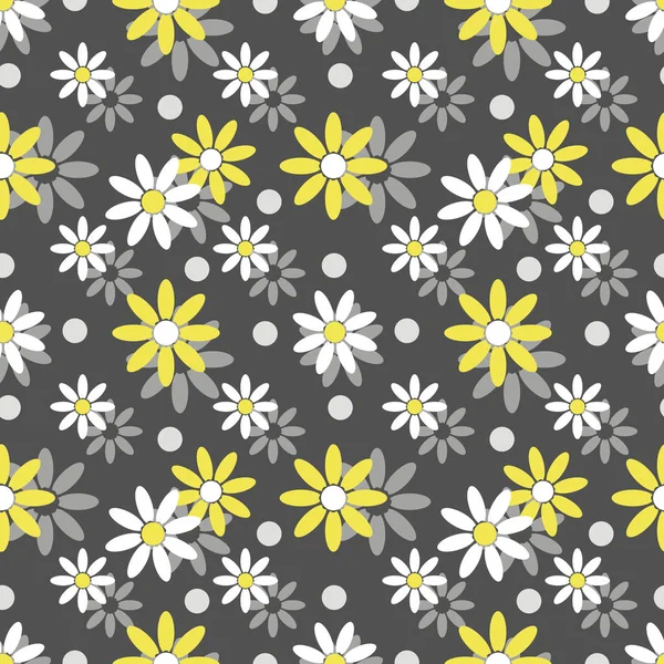 Chamomile Flowers Gray Background Seamless Spring Pattern Textiles Pillows Slipcovers — Stock Photo, Image