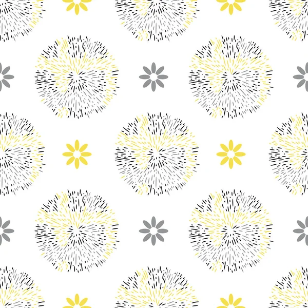 Patrón Sin Costuras Con Flores Abstractas Circulares Pequeñas Margaritas Impresión —  Fotos de Stock