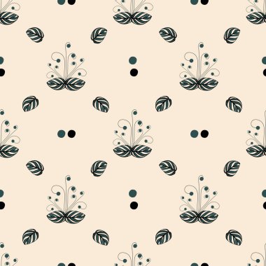 Kusursuz çizgili yeşil yapraklar ve pembe arka planda daireler. Tekstil, kumaş, yatak, ambalaj kağıdı, kapak, duvar kağıdı baskısı için..