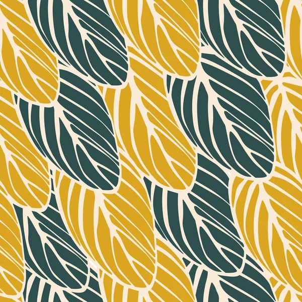 Płynny Wzór Dużych Liści Paski Zielony Żółty Szablon Drukowania Tekstyliach — Zdjęcie stockowe