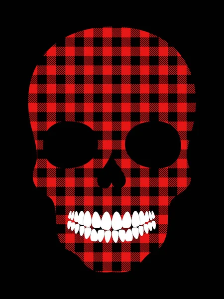 Skull Fashionable Black Red Plaid Fabric Printing Fabrics Shirts Cups — Stock Photo, Image