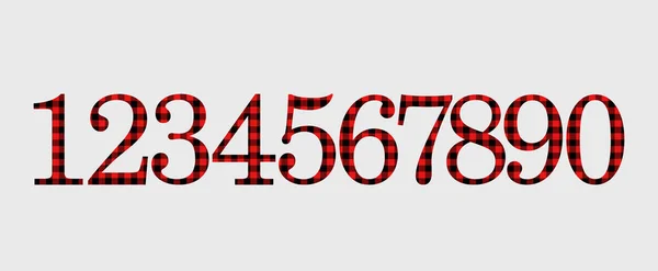 Números Moda Tecido Xadrez Preto Vermelho Para Applique Contagem Matemática — Fotografia de Stock
