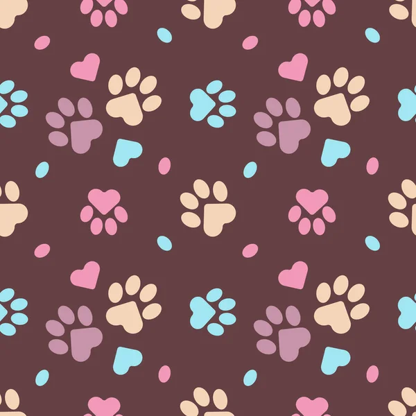 Paws of a cat, dog, puppy. Seamless pink animal footprint pattern for bedding, fabrics, backgrounds, websites, postcards, baby prints, wrapping paper.
