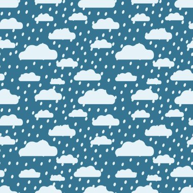 Kusursuz mavi gökyüzü ve karlı bulutlar. Kumaş, tekstil, yatak, çocuk ambalajı, yastık baskısı için.. 