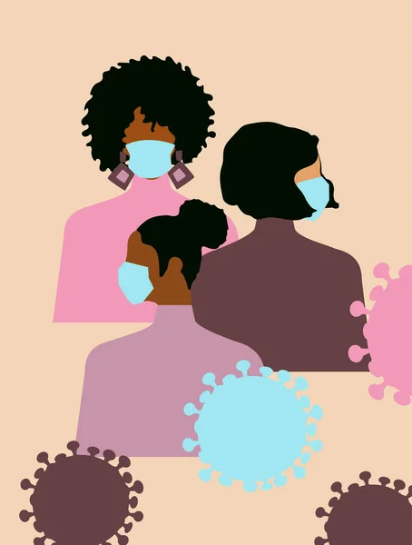 Coronavirus quarantine. 2019-nCoV, women in medical masks of different nationalities and religions.