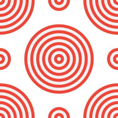 Hedefe benzer kırmızı ve açık gri daireli kusursuz desen. Kumaş, tekstil, kağıt ve yatak baskısı için..