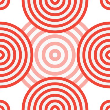 Hedefe benzer kırmızı ve açık gri daireli kusursuz desen. Kumaş, tekstil, kağıt ve yatak baskısı için..