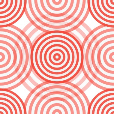 Hedefe benzer kırmızı ve açık gri daireli kusursuz desen. Kumaş, tekstil, kağıt ve yatak baskısı için..