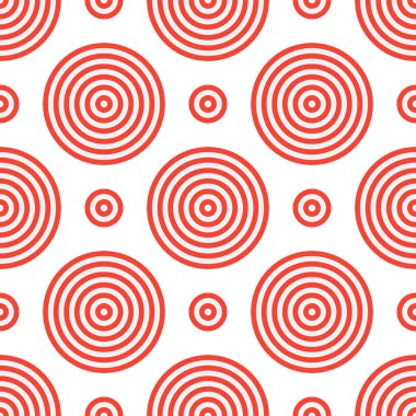 Hedefe benzer kırmızı ve açık gri daireli kusursuz desen. Kumaş, tekstil, kağıt ve yatak baskısı için..