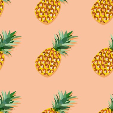 Ananaslı kusursuz desen. Kumaş, tekstil, kağıt ve yatak üzerine baskı yapmak için egzotik meyveler. 