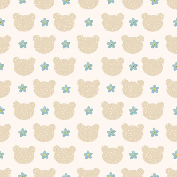 Puantiyeli ayı ve Anneler Günü 'nün mavi unutma beni çiçeği sembolü. Kumaşa, çocuk tekstiline, duvar kağıdına, ambalaj kağıdına baskı yapmak için kusursuz desen. 