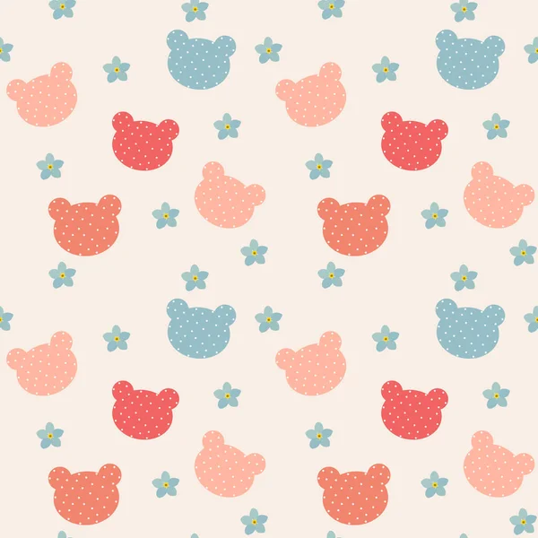 Puantiyeli ayı ve Anneler Günü 'nün mavi unutma beni çiçeği sembolü. Kumaşa, çocuk tekstiline, duvar kağıdına, ambalaj kağıdına baskı yapmak için kusursuz desen. 