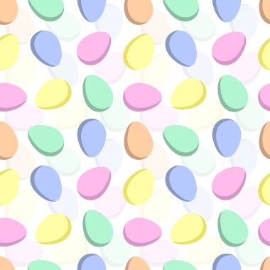 Renkli yumurta renginde Paskalya arkaplanı. Dekoratif yastıklara, mutfak tekstil ürünlerine, kumaşlara ve şenlikli ambalaj kağıdına baskı yapmak için.. 