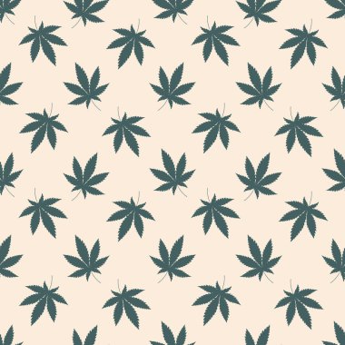 Marihuana yaprağı en popüler renklerle boyanır. Kumaş, tekstil, ambalaj kağıdı, iç tasarım baskısı için narkotik bitkisiz desen. 