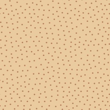 Puantiyeli kumaş. Bej bir arka planda sonsuz sayıda kahverengi nokta. Tekstil ürünleri, ambalaj kağıtları, yastıklar, yatak örtüleri için kusursuz kahve gölgesi deseni.. 