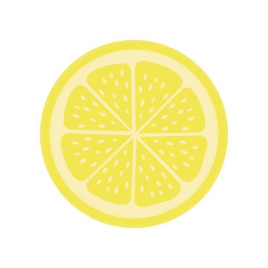 Limon dilimi beyaza izole edilmiş. Dekoratif yastıklara, mutfak tekstil ürünlerine, kıyafetlere baskı yapmak için şirin bir iz.. 