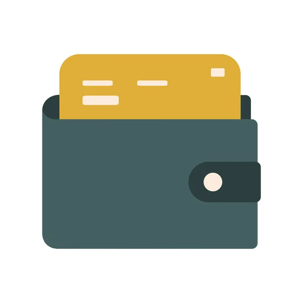 Зелений Гаманець Золотою Дебетовою Карткою Піктограма Грошового Символу Ізольована Білому — стокове фото