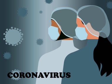 Coronavirus karantinası. Farklı milletlerden ve dinlerden tıbbi maskeli kadın doktorlar. Sağlık çalışanı hemşire. Uluslararası Doktor Günü. Tüm dünyada enfeksiyon var..