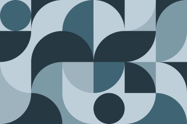 İskandinav tarzı, mavi renkli, sanatsal modern poster. Web afişi için geometrik desen, iç kısımdaki yastıkların dekoru, iş sunumu, kurumsal kimlik. 