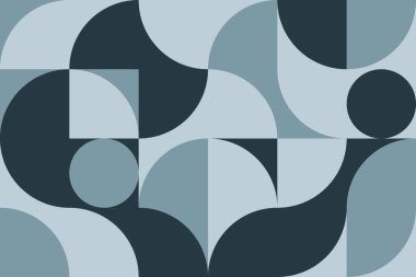 İskandinav tarzı, mavi renkli, sanatsal modern poster. Web afişi için geometrik desen, iç kısımdaki yastıkların dekoru, iş sunumu, kurumsal kimlik. 