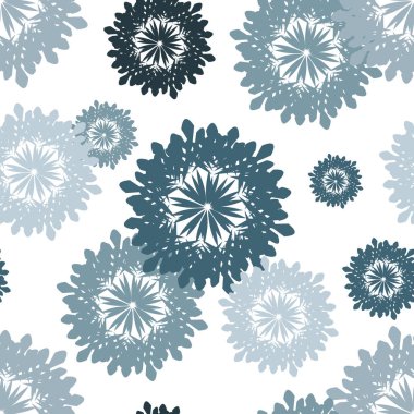 Mavi tonda kar taneleri. Kış tatili için kusursuz kış şablonu. Kartpostallara, dekoratif yastıklara, yatak örtülerine, yatak örtülerine, ambalaj kağıtlarına baskı yapmak.. 