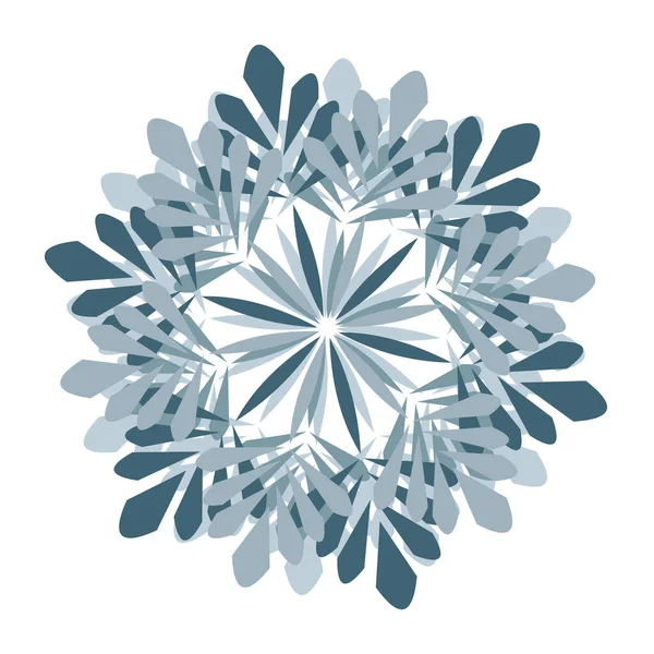 Snowflake in blue tones on a white background. Beautiful winter stencil template for winter holidays. Printing on postcards, decorative pillows, clothes.