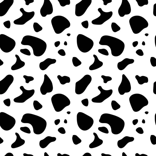 Black Abstract Spots White Background Cow Color Seamless Pattern Printing — Stock Photo, Image