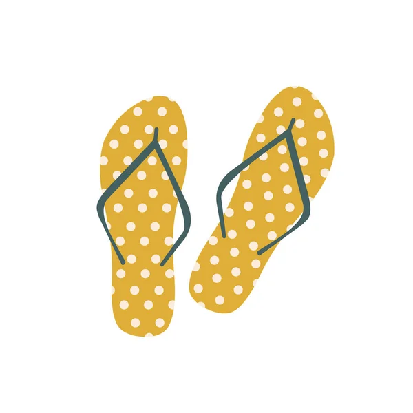 黄色翻滚带浅色圆点与绿色分区 2021年流行色彩趋势 在白色上隔离的拖鞋 设计元素 T恤衫印刷 枕头装饰 旅行和休闲属性 — 图库照片