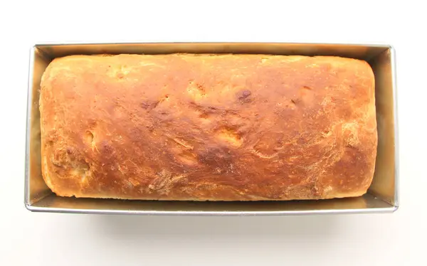 Pão Trigo Branco Caseiro Com Uma Crosta Crocante Cozimento Com — Fotografia de Stock