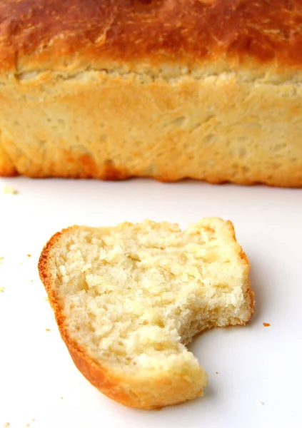 Pão Trigo Branco Caseiro Com Uma Crosta Crocante Assar Com — Fotografia de Stock
