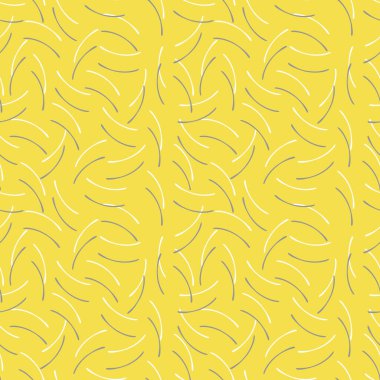 İnce, küçük kavisli çubuklar. Kumaşlar, tekstil, dekoratif yastıklar, çarşaflar için kusursuz desen. Eğilim renkleri sarı ve gri. Vektör grafikleri.