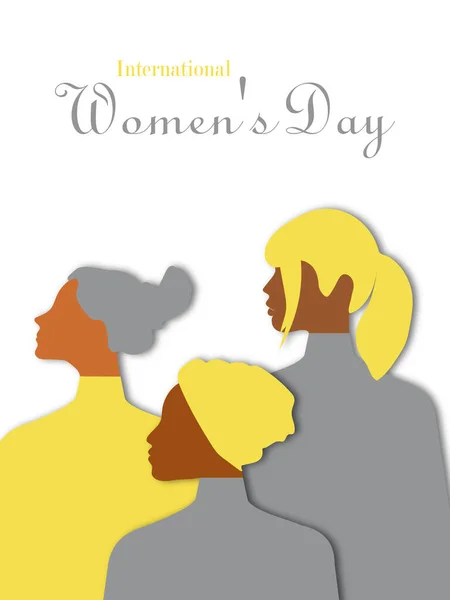Листівка Міжнародним Жіночим Днем Поштова Листівка Жовтими Сірими Кольорами 2021 — стокове фото