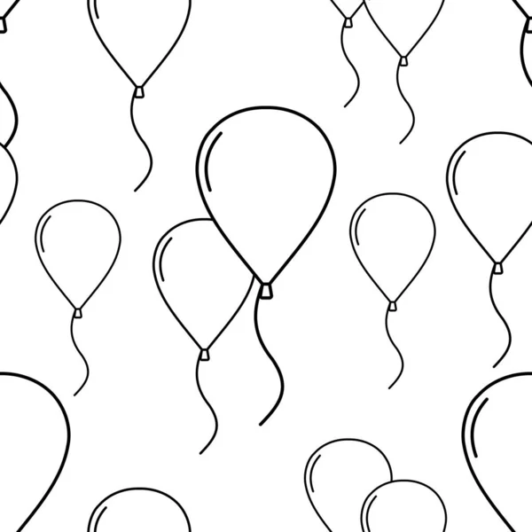 Balloon Birthday Wrapping Paper Black Line Contour Balloon Festival Seamless — Stock Photo, Image