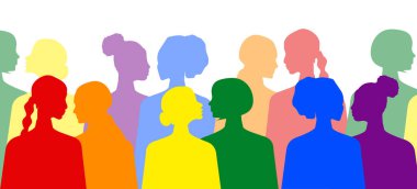 LGBT insan silueti izole edildi. Lezbiyenler LGBT gibi. Gökkuşağının sembolik renkleri. LGBT topluluğu. Cinsel azınlıklar. 