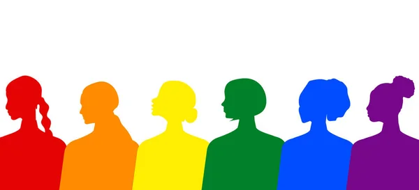 Lgbtの人々のシルエット孤立した Lgbtのレズビアン 虹の象徴的な色 Lgbtコミュニティ 性的少数者 — ストック写真