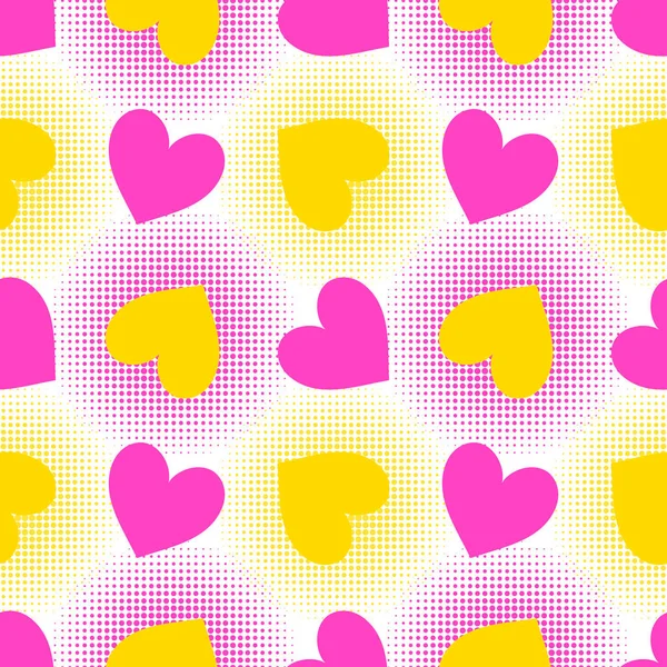 Cuore Rosa Giallo Fondo Bianco Con Puntini Mezzitoni Modello Senza — Foto Stock