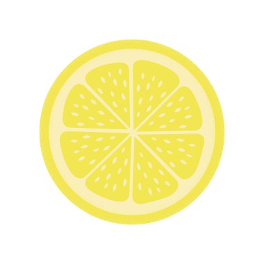 Limon dilimi beyaza izole edilmiş. Dekoratif yastıklara, mutfak tekstiline, kıyafetlere baskı yapmak için hoş bir parmak izi. Vektör grafikleri.