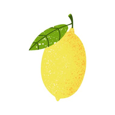 Beyaz arka planda yaprakları olan ekşi sarı limon. Sağlıklı bir yaşam için yaz meyveleri. Egzotik organik meyveler. Dekoratif yastıklar için baskı, iç tasarım, mutfak tekstili. Vektör.
