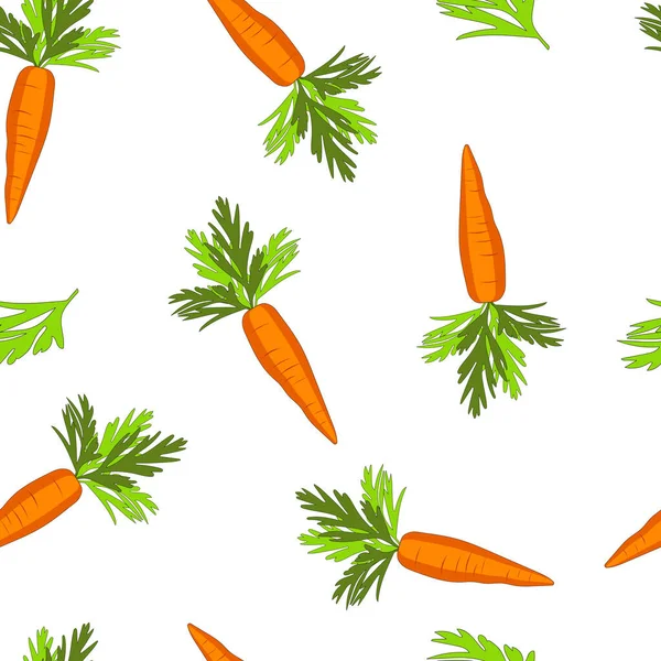 Zanahoria Patrón Sin Costuras Con Verduras Color Naranja Para Imprimir — Vector de stock
