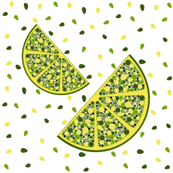 Una Postal Creativa Con Rodajas Fruta Amarillo Verde Que Consta — Vector de stock