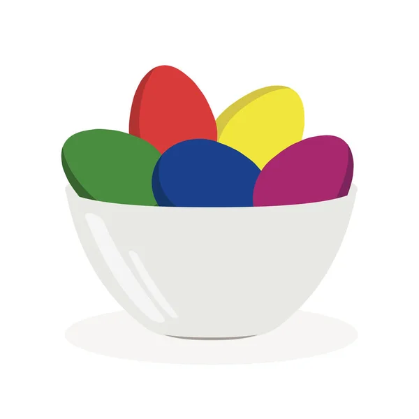 Pasqua Uova Pollo Dipinte Piatto Isolato Fondo Bianco Illustrazione Carina — Vettoriale Stock