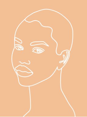 Pastel renkli modern kadın silueti. Beyaz çizgilerin kısa kesimi olan zarif bir bayan görünüşü. Vektör illüstrasyonu.