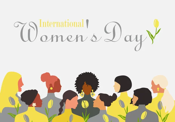 여성의 International Womens Day 종교를 여성들이 그려진 포스트 템플릿은 2021 — 스톡 벡터