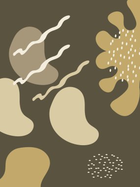 Yeşil tonlu ve soyut şekilli modern ve şık poster şablonları. Modern kolajlar, davetiyeler, el ilanları, posterler, tebrik kartları, paketleme ve kurumsal kimlik tasarımı. Vektör grafiği