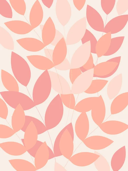 분홍빛 파스텔 색깔의 나뭇잎 자연의 유행하는 스타일의 플라이어 팜플렛 인테리어 — 스톡 벡터