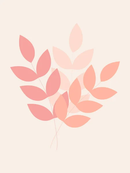 Natural Patterns Leaves Branch Gentle Pink Pastel Colors Trendy Modern — Stock Vector