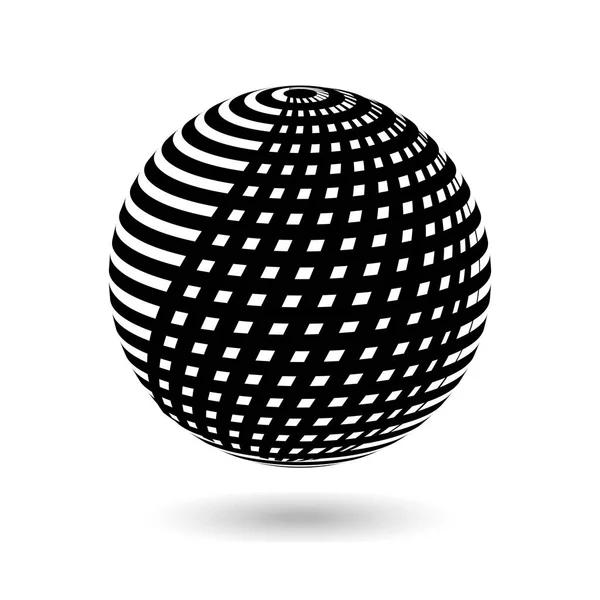 Bola Decorativa Con Rayas Verticales Negras Sobre Blanco Elementos Diseño — Vector de stock