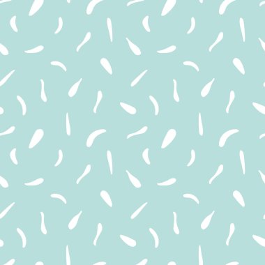 Çiçeklerden beyaz papatya yaprakları düştü ve uçuyorlar. Gök mavisi arka planda kusursuz soyut desen. Kumaşlar, tekstil, kağıt, iç tasarım üzerine baskı yapmak için. 