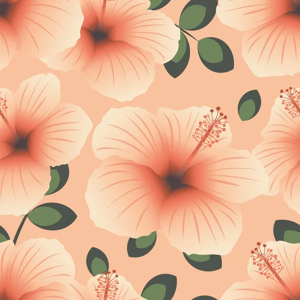Roze Delicate Hibiscus Naadloze Bloemenachtergrond Pastelkleuren Prenten Voor Moderne Stoffen — Stockfoto