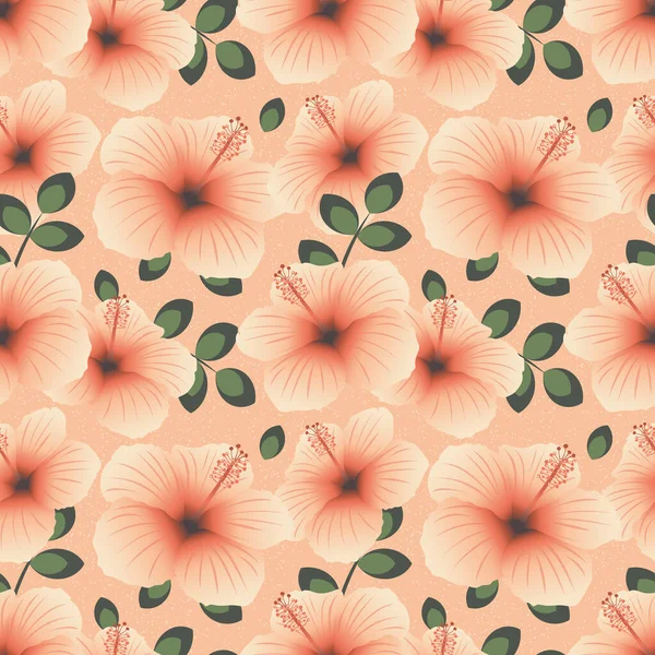 Ροζ Λεπτός Ιβίσκος Seamless Floral Background Παστέλ Χρώματα Εκτυπώσεις Για — Φωτογραφία Αρχείου